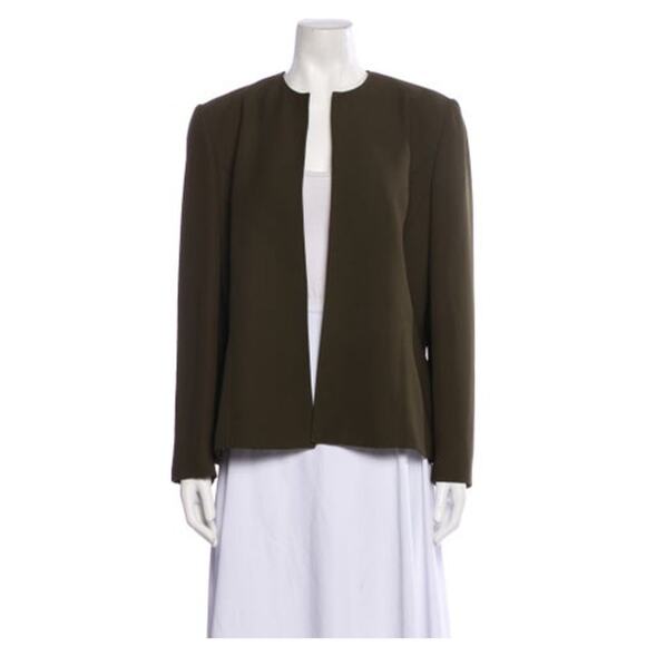 Halston Green Open Front Collarless Jacket – Size XL (US 12) - Picture 1 of 3
